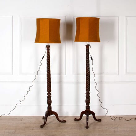 Pair of English Country House Mahogany Floor Lamps OF088228