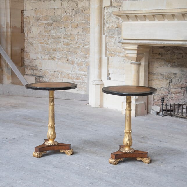 Pair of 19th Century Amboyna Ebony and Parcel Gilt Side Tables