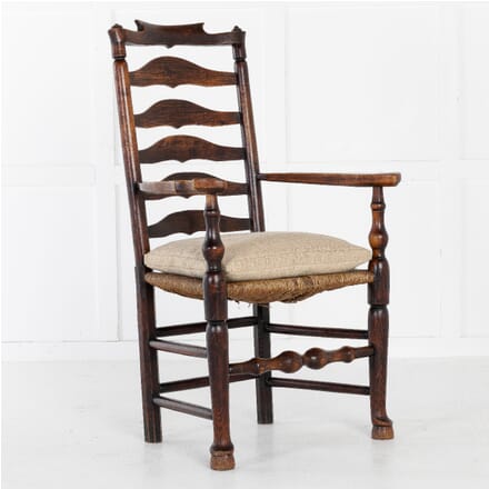 18th Century English Elm Ladder-Back Carver Chair CH0611347