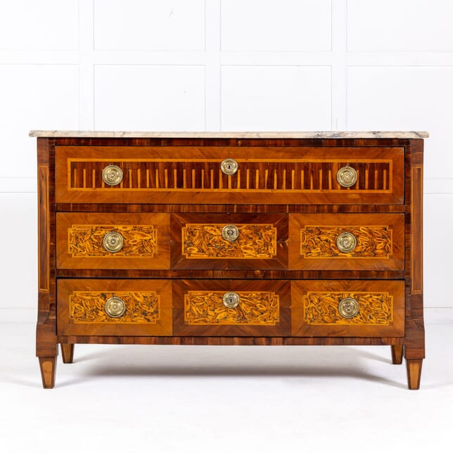 18th Century French Louis XVI Period Parquetry Commode Commode with Marble Top CC0632571
