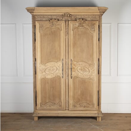 18th Century Louis XVI Period Bleached Oak Armoire CU3424267