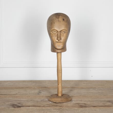 1900's German Carved Wooden Milliners Head on Stand OF2329639