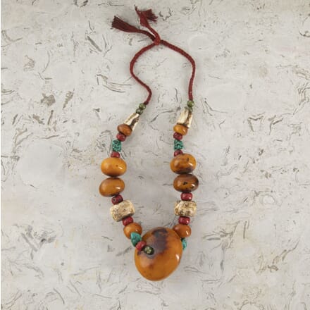 19th Century Nepalese Amber, Turquoise and Coral Necklace LS4423374