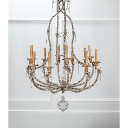 19th Century Beaded Glass and Gilt Wood Chandelier LC6534236
