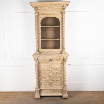 19th Century Bleached Oak Renaissance Style Cabinet CU3431320