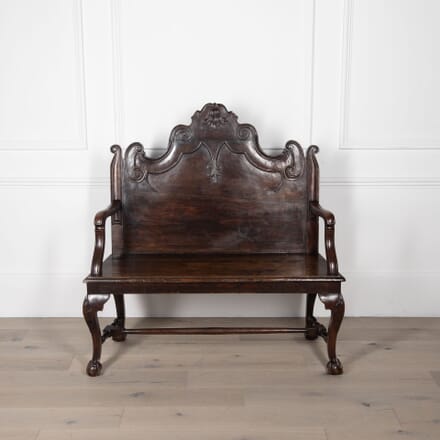 19th Century Crested Fruitwood Hall Bench SB4331844