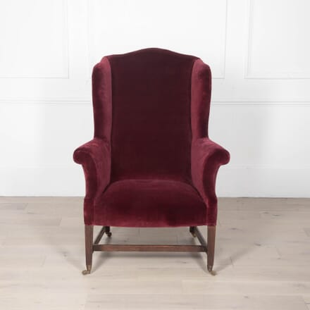 19th Century Edwardian Wingback Chair Upholstered in Rose Uniacke Tyrian Cotton Velvet CH7032662