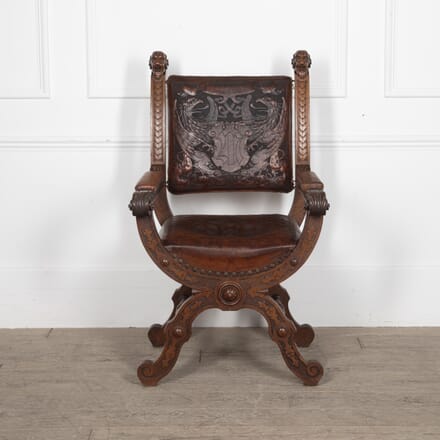 19th Century Spanish Embossed Leather Armchair CH1530041