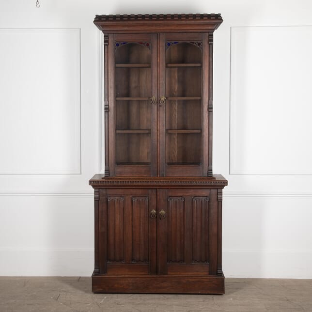 19th Century English Gothic Oak Cabinet CU7829836