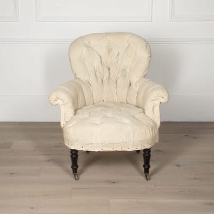 19th Century French Buttoned Armchair in Calico CH7231467