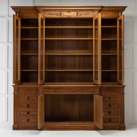 19th Century French Oak Breakfront Bookcase BK0622944