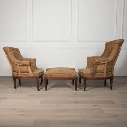 19th Century French Pair of Chairs and Footstool CH7231475