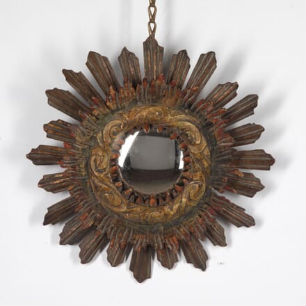 19th Century Italian Polychrome Convex Sunburst Mirror MI1532506