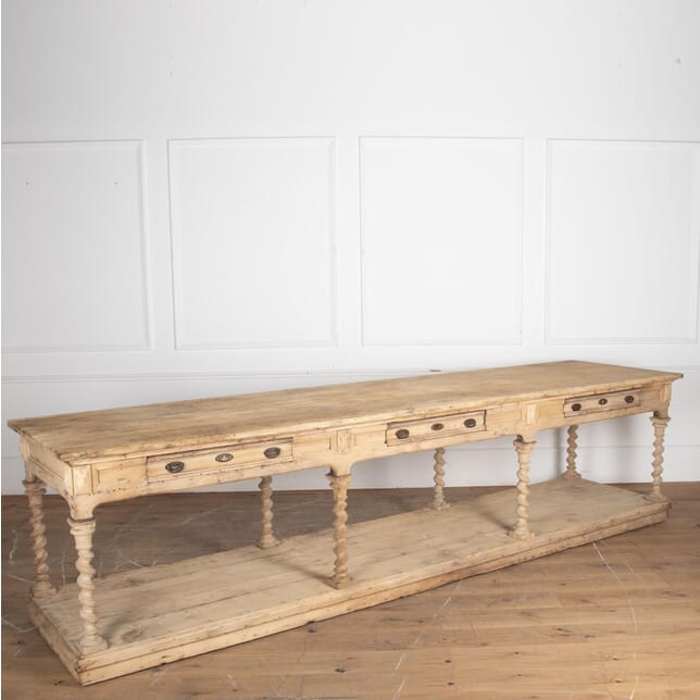 19th Century Large Bleached Oak Drapers Table BK3432314