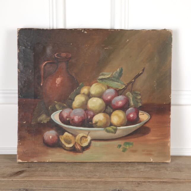 19th Century Oil On Canvas Still Life Painting of Plums WD8026199