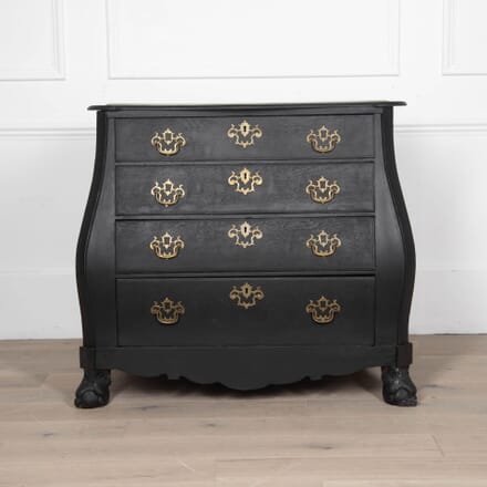 19th Century Old Black Painted Commode Chest of Drawers CC8432841