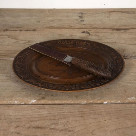 19th Century Oval Carved Bread Board and Matching Knife DA1530026