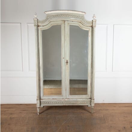 19th Century Painted French Armoire with Mirrored Doors CU9033951
