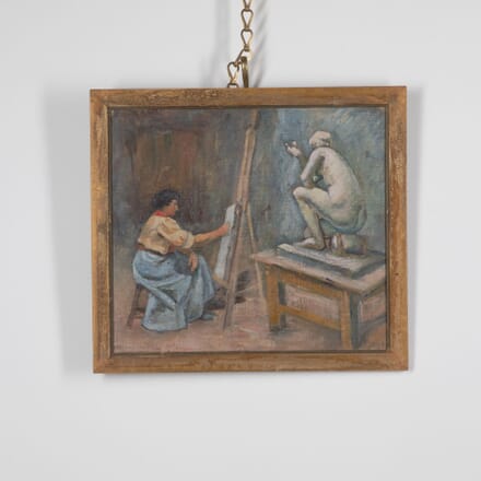 19th Century Painting Of A Female Artist At Her Easel WD1531381