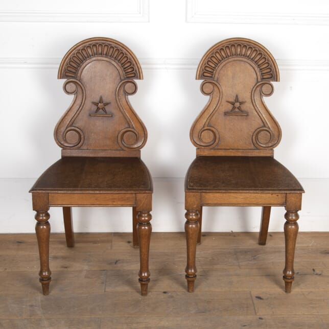 19th Century Pair of Oak Hall Chairs CH0322770