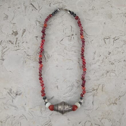 19th Century Red Glass Bead African Necklace LS4423369