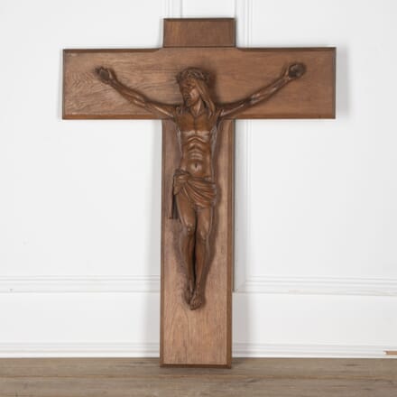 20th Century Art Deco Carved Oak Crucifix DA8531516