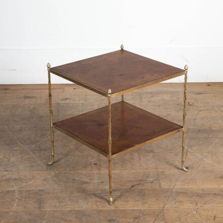 20th Century Brass and Leather Two Tier Table CO4332735