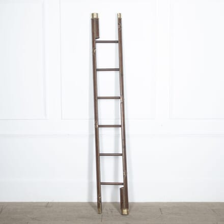 20th Century Brass and Leather Library Ladder DA3829730