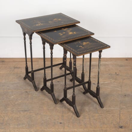 20th Century Chinoiserie Black Lacquered Nest of Tables TC8033173