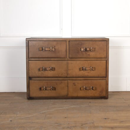 20th Century English Leather Covered Chest Of Drawers CC5321995