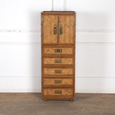 20th Century Faux Bamboo and Palm Wood Cabinet CC4322129