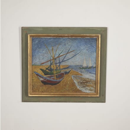 20th Century French Fishing Boats Painting WD4833546
