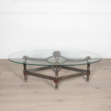 20th Century French Forged Steel and Leather Coffee Table CT4531896