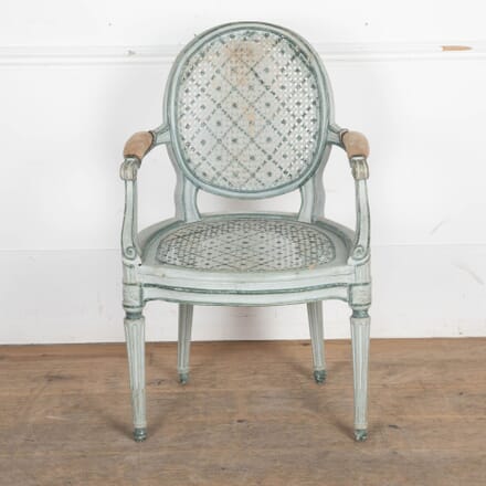 20th Century French Hand Painted Rattan Chair CH5932336