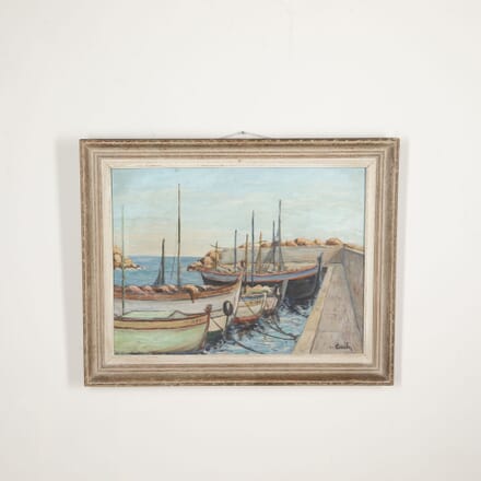 20th Century French Harbour Scene Painting WD4833545