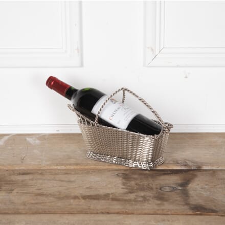20th Century French Silver Plated Woven Wine Bottle Basket DA5828034