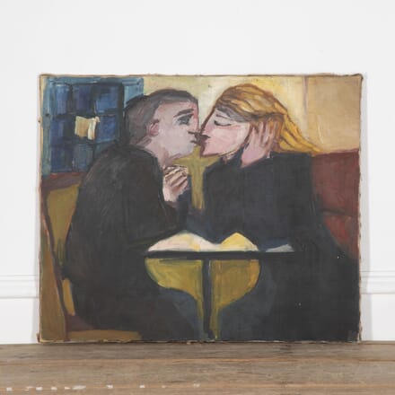 20th Century French 'The Kiss' Oil on Canvas WD1529978