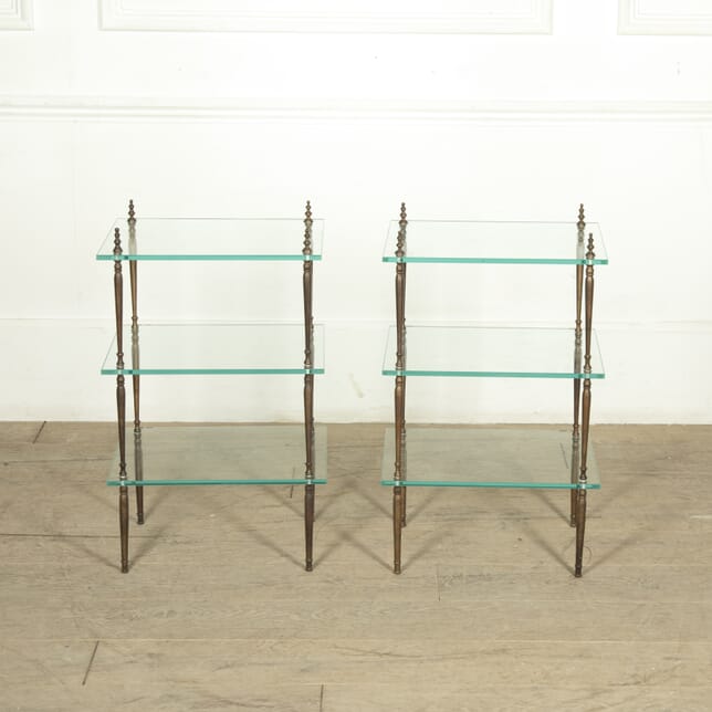 20th Century French Three Tier Glass and Brass Side Tables CO4028348