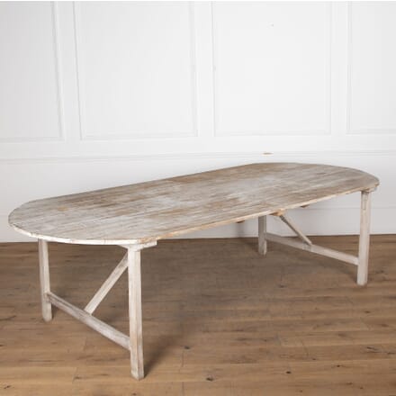20th Century Large Painted Pine Trestle Dining Table TD9031010