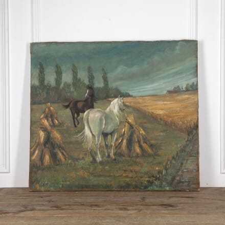 20th Century Large Signed Oil Painting of Horses WD1532509