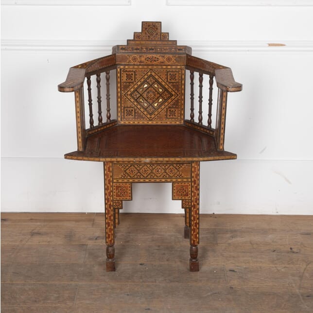 20th Century Moroccan Mother of Pearl Inlaid Walnut Chair CH8030819