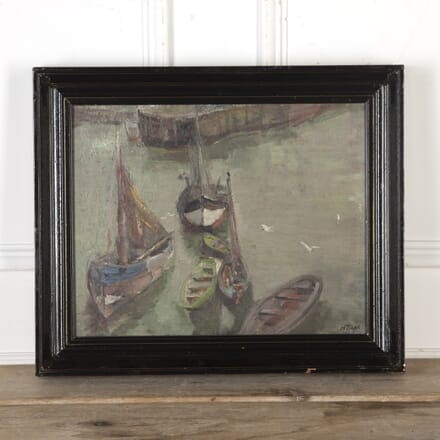 20th Century Oil On Board Painting Of Boats WD3220106