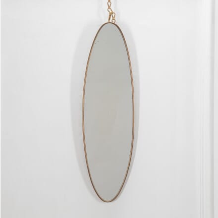 20th Century Oval Thin Brass Foxed Plate Mirror MI4633585