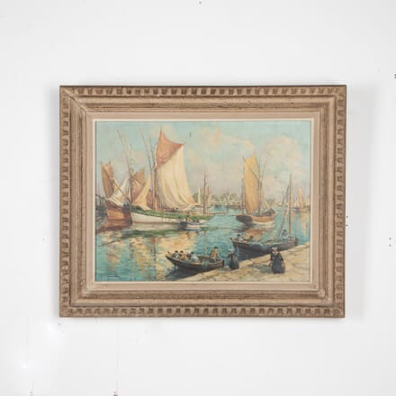 20th Century Painting of a Breton Harbour Scene WD8528622