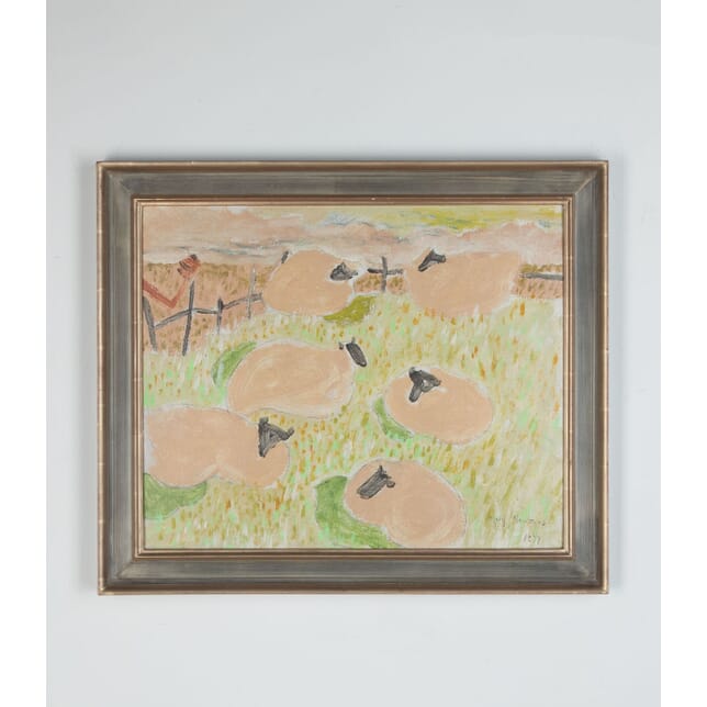 20th Century Painting of Grazing Sheep WD9034160