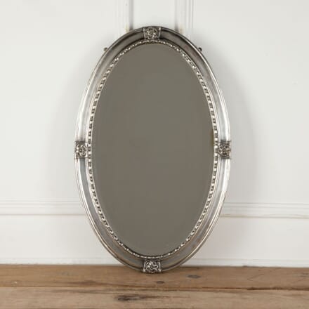20th Century Silver Plated Arts and Crafts Oval Mirror MI5833841