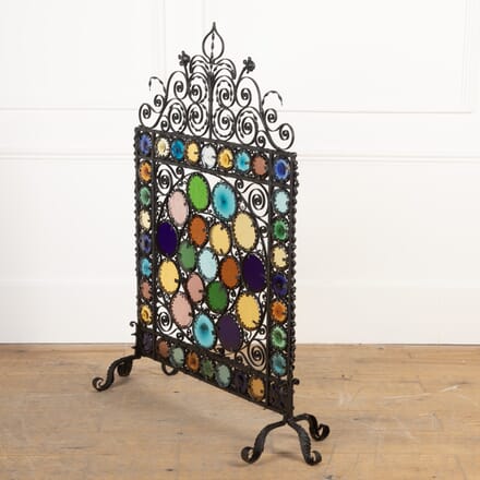 20th Century Stained Glass Iron Fire Screen DA8026205