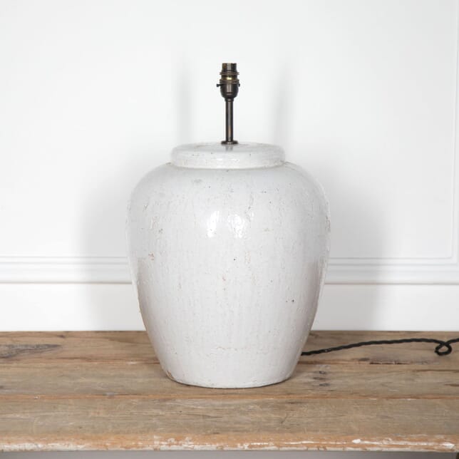 20th Century White Glazed Rustic Pottery Lamp LT3832141