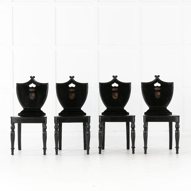 Set of Four 19th Century Ebonised Hall Chairs CH0613488