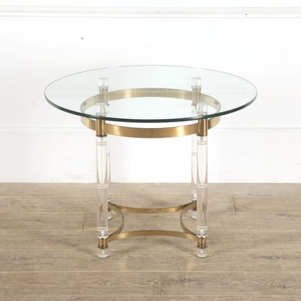 Italian Lucite Brass and Glass Table CO7813058
